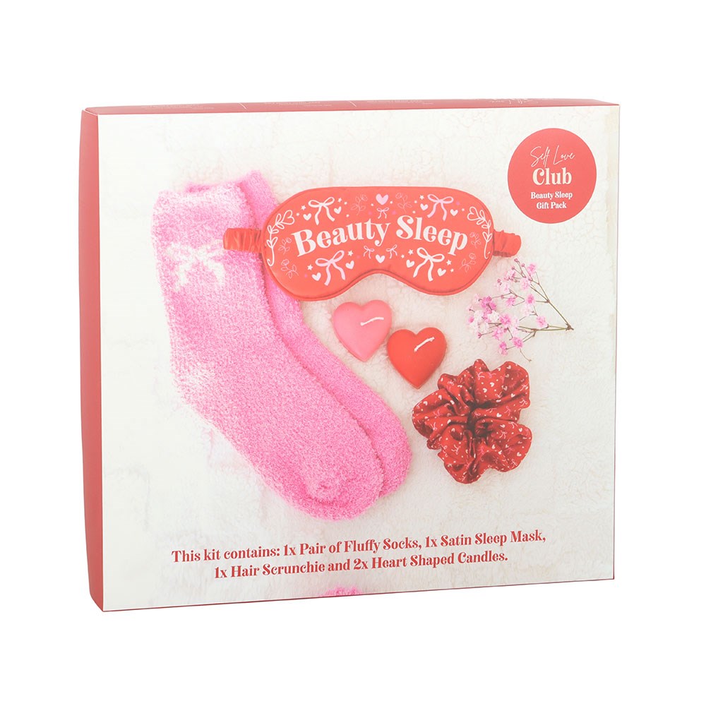 Self Love Beauty Sleep Gift Set – Cozy Pamper Kit with Socks, Eye Mask & Heart Candles