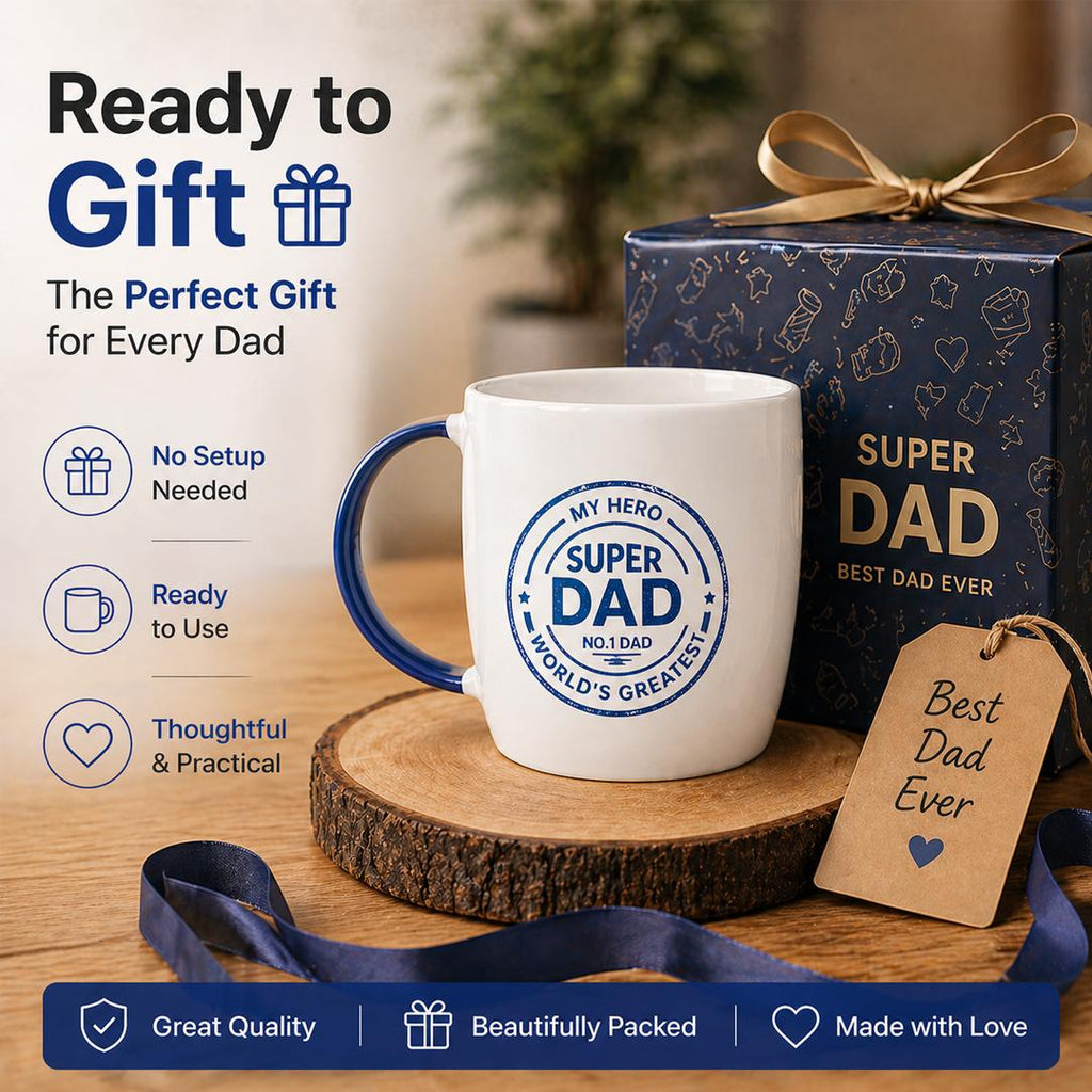 Super Dad Mug – My Hero, No.1 Dad, World's Greatest Ceramic Coffee Mug