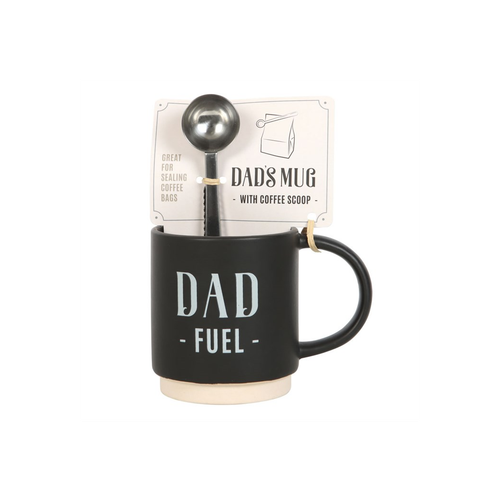 Dad Fuel Mug and Coffee Scoop Clip Set – Funny Coffee Gift for Dad