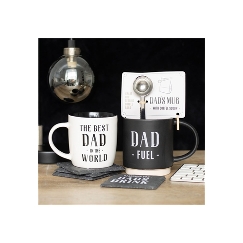 Dad Fuel Mug and Coffee Scoop Clip Set – Funny Coffee Gift for Dad